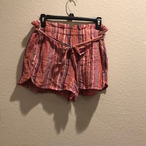 EXPRESS Pink Striped High-Waisted Shorts